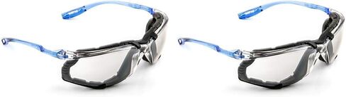 3M Safety Glasses, Virtua CCS, 1 Pair, ANSI Z87, Anti-Fog, Mirrored Lens, Blue Frame, Corded Ear Plug Control System- Pack of 20 in Kuwait