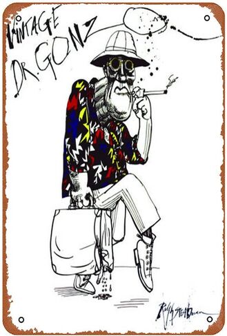 رالف ستيدمان الخوف والبغض الدكتور جونزو مضحك الفن معدن القصدير تسجيل 8x12 بوصة بار حانة داخلي في الهواء الطلق جدار ديكور هدايا للرجل in Kuwait