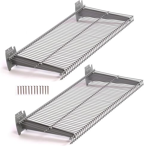 baoz 2pcs المرآب جدار الجرف عدة slatwall رفوف تخزين الرف الثقيلة معدن الكربون الصلب العائمة الجرف شنت رفوف التهوية للمرآب slatwall رف المرآب جدار رفوف (12x24in) in Kuwait