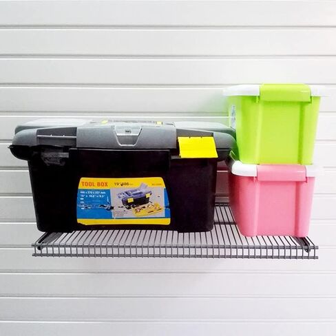 baoz 2pcs المرآب جدار الجرف عدة slatwall رفوف تخزين الرف الثقيلة معدن الكربون الصلب العائمة الجرف شنت رفوف التهوية للمرآب slatwall رف المرآب جدار رفوف (12x24in) in Kuwait