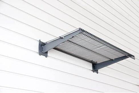 baoz 2pcs المرآب جدار الجرف عدة slatwall رفوف تخزين الرف الثقيلة معدن الكربون الصلب العائمة الجرف شنت رفوف التهوية للمرآب slatwall رف المرآب جدار رفوف (12x24in) in Kuwait