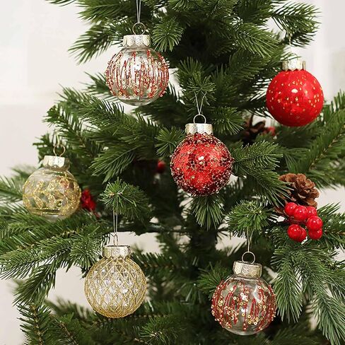 مجموعة زينة عيد الميلاد مقاس 2.36 بوصة/60 مم، مجموعة زينة شجرة عيد الميلاد مقاومة للكسر، 25 قطعة، كرات بلاستيكية معلقة لعيد الميلاد للمنزل، والعطلات، والزفاف، وديكورات معلقة لعيد الميلاد (ذهب أحمر) in Kuwait