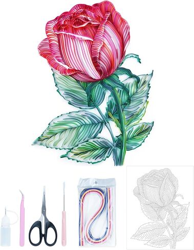 Uniquilling Quilling Kits مجموعة اللف الورقية للبالغين المبتدئين، 16 * 20in الطائر الطنان مع أدوات اللف الورقية واستخدام الدليل، مجموعات DIY للبالغين مجموعات الرسم ورقة تخريمية ديكور جدار الفن in Kuwait