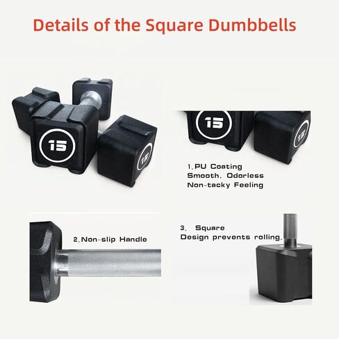 Cast Iron Dumbbells, (5.5LB-22LB) In Pair /(30LB/55LB) Single, Fixed Dumbbell Weights With Pu Coating and Anti-Slip Grip, No Odor in Saudi Arabia