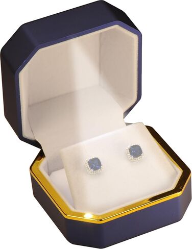 LED Earring Box for Diamond Studs Multiple Use for Necklace Pendant Earrings…Luxury Octagonal Design with Gold Trim LED Jewelry Gift Holder Box for Men for Women (Blue) in Saudi Arabia