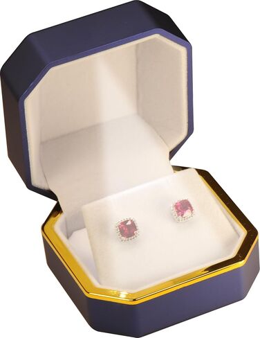 LED Earring Box for Diamond Studs Multiple Use for Necklace Pendant Earrings…Luxury Octagonal Design with Gold Trim LED Jewelry Gift Holder Box for Men for Women (Blue) in Saudi Arabia