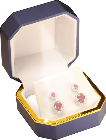 LED Earring Box for Diamond Studs Multiple Use for Necklace Pendant Earrings…Luxury Octagonal Design with Gold Trim LED Jewelry Gift Holder Box for Men for Women (Blue) in Saudi Arabia