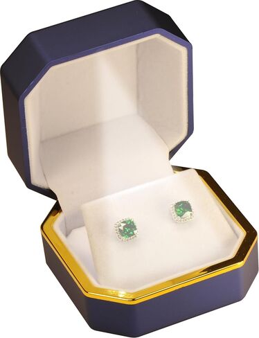 LED Earring Box for Diamond Studs Multiple Use for Necklace Pendant Earrings…Luxury Octagonal Design with Gold Trim LED Jewelry Gift Holder Box for Men for Women (Blue) in Saudi Arabia