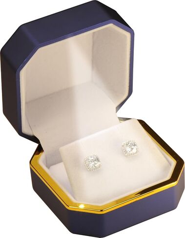 LED Earring Box for Diamond Studs Multiple Use for Necklace Pendant Earrings…Luxury Octagonal Design with Gold Trim LED Jewelry Gift Holder Box for Men for Women (Blue) in Saudi Arabia