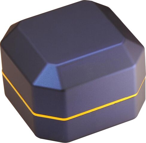 LED Earring Box for Diamond Studs Multiple Use for Necklace Pendant Earrings…Luxury Octagonal Design with Gold Trim LED Jewelry Gift Holder Box for Men for Women (Blue) in Saudi Arabia