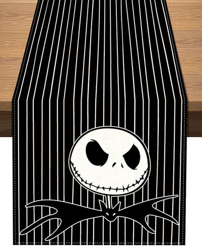 Vohado Nightmare Before Christmas Table Runner Halloween Jack Skellington ديكور حفلات أعياد الميلاد غرفة الطعام ديكور طاولة المطبخ المنزلي (13 بوصة × 72 بوصة) in Kuwait