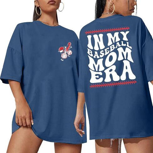 Oversized Baseball Mom Shirt Women - in My Baseball Mom Era Shirts Game Day Graphic Tee Short Sleeve Shirts in Saudi Arabia