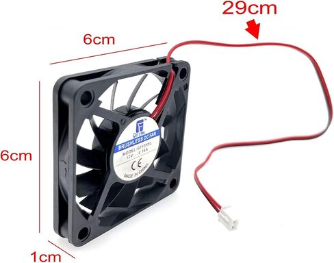 JZK 2PCS 60 x 60 x 10 mm 2pin DC 12V Mini Silent Cooling Fan with Wires, 6010 Small Quiet Cooling Fan 60mm, 6cm Miniature brushless DC Fan 12V, 3D Printer Fan with Cable, heatsink Fan in Saudi Arabia