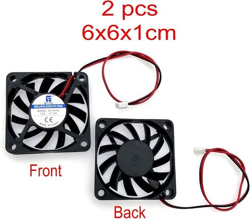 JZK 2PCS 60 x 60 x 10 mm 2pin DC 12V Mini Silent Cooling Fan with Wires, 6010 Small Quiet Cooling Fan 60mm, 6cm Miniature brushless DC Fan 12V, 3D Printer Fan with Cable, heatsink Fan in Saudi Arabia