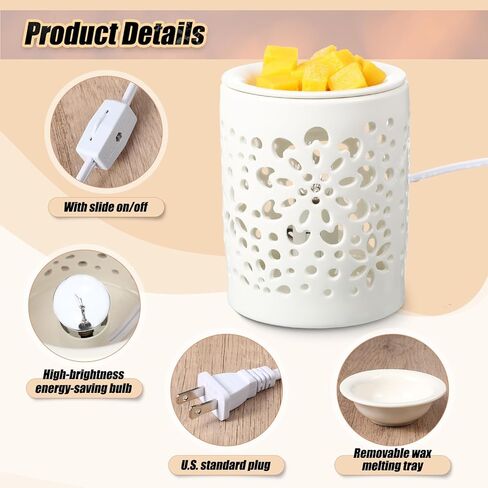 قطعتان من قابس الحائط السيراميكي، شمع يذوب الشمع الدافئ، موقد الشمع، زيت العطر، الشمع المعطر، سخان كهربائي، موقد شمع قابل للتوصيل للمنزل والمكتب وغرفة النوم والمطبخ والمنتجعات الصحية in Kuwait