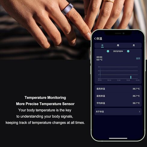 حلقة ذكية للصحة للرجال والنساء مع مراقبة النوم ودرجة حرارة الجسم واللياقة البدنية المقاومة للماء من الفولاذ المقاوم للصدأ، خفيفة الوزن ومريحة (18) in Saudi Arabia