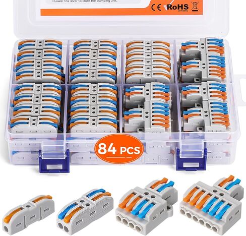 84PCS Lever Wire Connectors kit, Electrical Lever Wire Connectors Assortment Pack kit for Quick Connect, pushin Compact Splicing Electrical Connectors for Wiring 28-12 AWG in Saudi Arabia