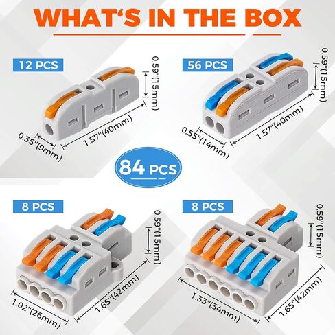 84PCS Lever Wire Connectors kit, Electrical Lever Wire Connectors Assortment Pack kit for Quick Connect, pushin Compact Splicing Electrical Connectors for Wiring 28-12 AWG in Saudi Arabia