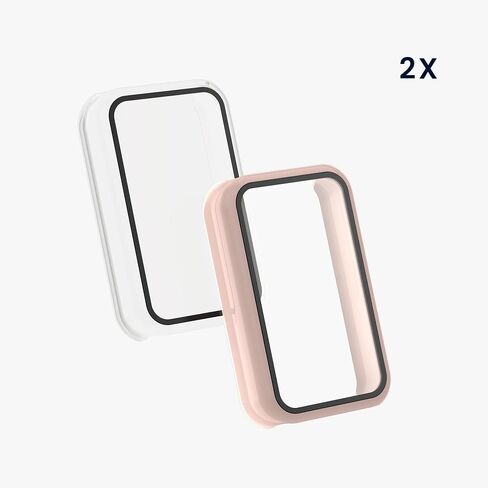 kwmobile Cover Comaptible with Huami Amazfit Band 7 Covers - 2X Tempered Glass with Plastic Frame - Transparent in Saudi Arabia