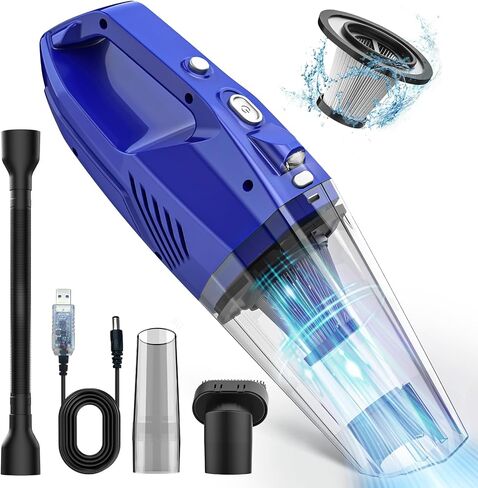 Handheld Vacuum Cordless,Car Vacuum Cleaner Portable Wireless with LED Light Washable HEPA Filter,Low-Noise Lightweight Mini Hand Vacuum Cordless Rechargeable for Car,Office and Home Cleaning in Saudi Arabia