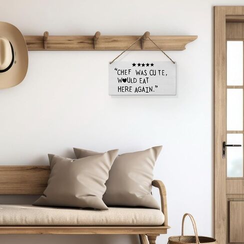 Mtrgdn Chef Was Cute Would Eat Here Again Kitchen Signs Wall Decor,Funny Chef Quote Aesthetic Kitchen Wooden Sign Plaque Wall Hanging for Kitchen Dining Room Restaurants Canteen Pantry 6x12 Inch in Kuwait