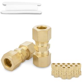 15PCS Brass Compression Pipe Fitting, 3/16" OD x 3/16" OD for Tube Connecting d