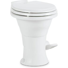 Dometic 310 Standard Toilet - White, Oblong Shape, Lightweight and Efficient with Pressure-Enhanced PowerFlush and Slow Close Seat Cover - Perfect for Modern RVs