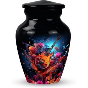 Vibrant Guitar Eruption - Small Urn for Ashes - Ashes Urn - Cremation Urns for Burial - Urn Adult Human (size-3nch,1pcs), Natural