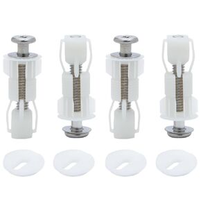 4 Pack Toilet Seat Screw Bolts Kit Replacement Toilet Top Cover Lid Fixing Mount Screw Nut Washer Set Fastener Hinge Blind Hole Fittings for Toilets Lids Bathroom WC Repair Parts