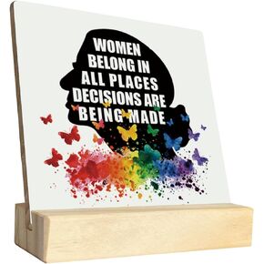 Feminist Wood Plaque Gift, Women Belong In All Places Where Decisions Are Being Made, Plaque with Wooden Stand, Wood Sign Plaque Gift, Ruth Bader Ginsburg, RBG Woman's Rights A1 in Kuwait