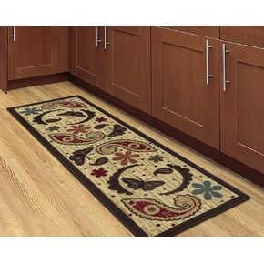 Ottomanson Ottohome Collection Non-Slip Rubberback Paisley Design 2x5 Indoor Runner Rug, 20" x 59", Beige