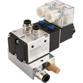 Baomain 2 Space Pneumatic Solenoid Valve 3V210-08 110V AC PT1/4 2 Position 3 Way with Base Muffler Quick Fittings Set