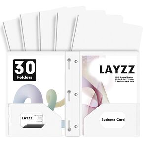 Plastic Two Pocket Folders with Prongs, LAYZZ 30 Pack Heavyweight Letter Size Plastic Folders with Pockets and Prongs, Poly Plastic Folders for Office & School