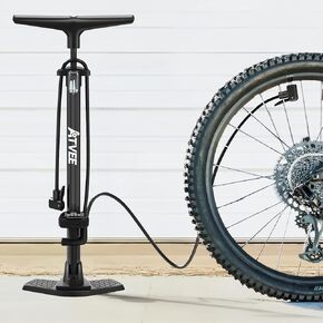 Bike Pump, 25" Height Full Size Bicycle Pump with 160 PSI High Pressure, Bike tire Pump with Presta and Schrader Valve, Bike Air Pump for Bike Tires, Balls and Swimming Ring,Bike Pumps with Psi Gauge…