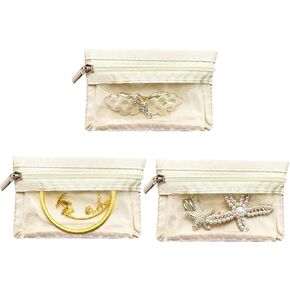 6 PCS Small Travel Jewelry Bag, Jewelry Organizer Portable Jewelry Storage Bag Zipper Pouch for Travel, Jewelry Gift Bag with Clear Front for Wife Mom Girls