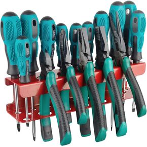 MUTUACTOR Magnetic Screwdriver Rack,1PCS Heavy Duty Magnetic Mount Red Screwdriver Organizer,Magnetic Tool Holder Durable Storage Holder for Multiple Screwdriver Plier Shear Tool Chest Cart Workbench