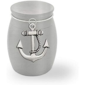 Small Memorial Cremains Holder Anchor Nautical Boat Fishing Container Jar Vial Brushed Stainless Steel Cremation Funeral Mini Urn