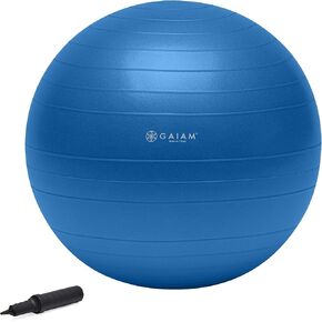 Gaiam 05-51980 Total Body Balance Ball Kit - Includes 55cm Anti-Burst Stability Exercise Yoga Ball, Air Pump & Workout Video - Purple