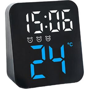 Digital Clock, LED Digital Alarm Clock with Snooze, Easy to Set, Full Range Brightness Dimmer, Battery Backup Loud Alarm Clock with USB Charger Port , Compact Clock for Bedrooms, Bedside, Desk (Blue）