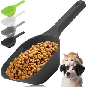 Aosnare 2PCS Dog Food Scoop, Pet Food Scoop, Cat Food Measuring Cups, Comfortable Long Handle Scoop for Dog, Cat, Ferret and Rabbit Food, 1 Cup Size Pet Food Feeding Scoop Dishwasher Safe (black)