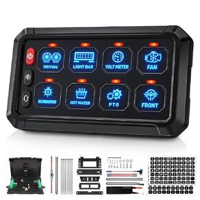 RGB 12 Gang Switch Panel Multifunction 3 Silicone Button Momentary Strobe ON-Off Circuit Control Relay LED Toggle Switch Box Universal for Golf Cart Car Truck RV Offroad Marine