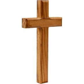 TerraSantaStore Small Handmade Olive Wood Carved Classic Cross Jerusalem from Holy Land Blessed Christian Souvenir Gift Decor Ornament Bible Jesus 4.5"/11cm