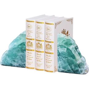 Blue Labradorite Bookends Heavy Duty Healing Crystal Stone Book Holders Decorative Book Ends Office Home Decor Small 1 Pair 3-4 Lbs