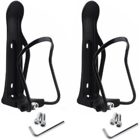 Water Bottle Holders for Road Bike Mountain Bike Adjustable Bottle Width with Screws, Black (2 Sets)