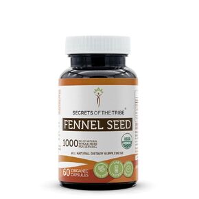 Secrets of the Tribe Fennel Seed 120 Capsules, Made with Vegetarian Capsules and USDA Organic Fennel Seed (Foeniculum vulgare) Dried Seed (120 Capsules)
