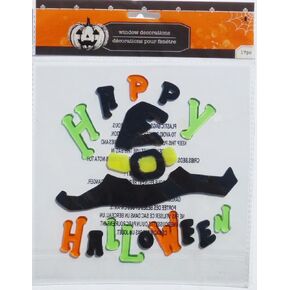 Halloween Gel Window Clings - Happy Halloween Witch Hat