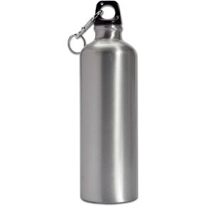 Sports Water Bottle, Aluminum with Screw Cap (Silver)