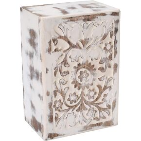 Funeral Cremation Urn Ashes With Beautiful Handmade Carving in Centre- Medium White,Urns for Human Ashes Adult Wooden,Wooden Urn with Hand-Made Design for Human Ashes, Wooden Urns Hand-Crafted