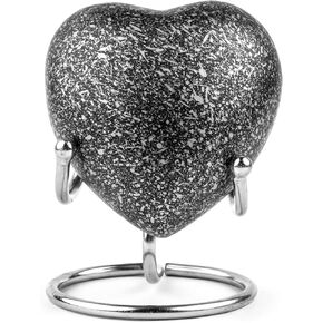 Heart Keepsake Urn - Heart Shaped Urn with Stand & Box - Grey Urn for Ashes Adult Small - Honor Your Loved One with Mini Urns for Human Ashes - Mini Cremation Urn for Men & Women, Heart Urn
