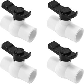 VIKKSAER 4 قطع 1-1/4 بوصة صمام كروي PVC صمام إغلاق ربع دورة مع مقبض، وسهل التدوير مصنف عند 150 رطل لكل بوصة مربعة 42.2 مم 1-1/4 بوصة مقبس
